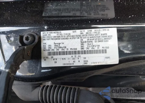 2012 Ford Focus Se from USA, damaged, VIN 1FAHP3F23CL385927